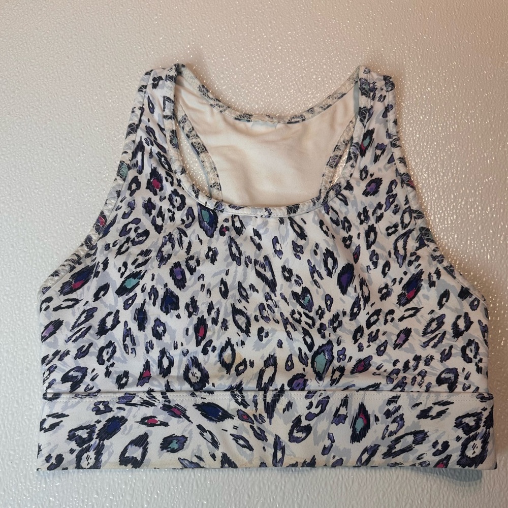 FABLETICS | White Leopard Print Mila Pocket Sports Bra